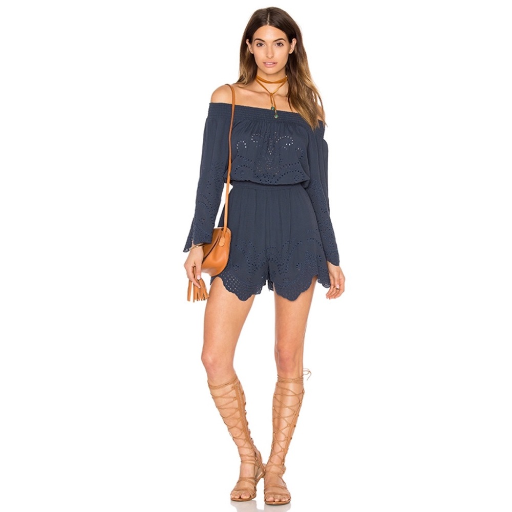 ASTR ‘Sofia’ Eyelet Off Shoulder Romper